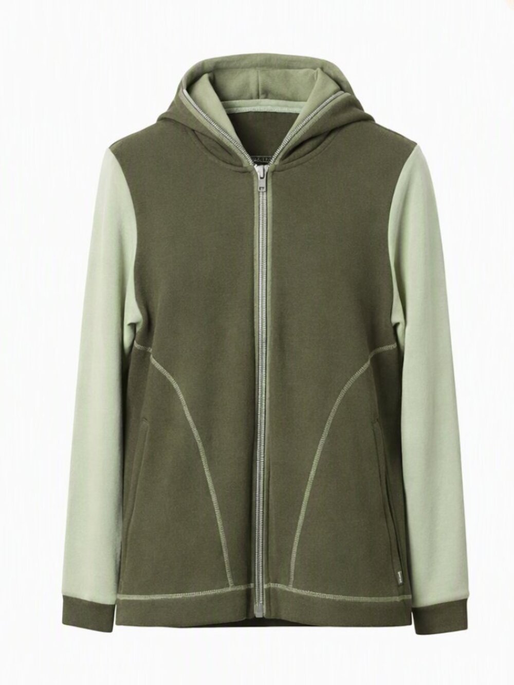 Denim & Co. Perfect Jersey Zip Hoodie True Olive New 3X